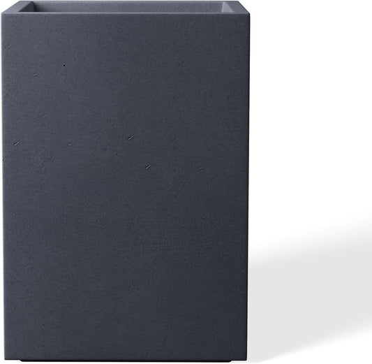 Kante 18.5" H Tall Rectangular Concrete Planters, Outdoor Indoor Lightweight Plant Pots with Drainage Hole and Rubber Plug, Modern Style for Home Garden Patio, Charcoal