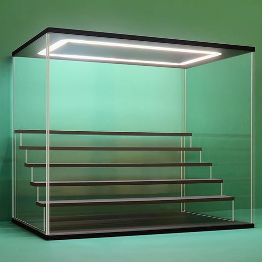 NONEMEY Clear Acrylic Display Case Stand with LED Light 2/3/4/5/6 Tier Storage Box Showcase Dustproof Organizer Box for Collectibles (6 Tiers 19.6 * 12.5 * 16.5inch)