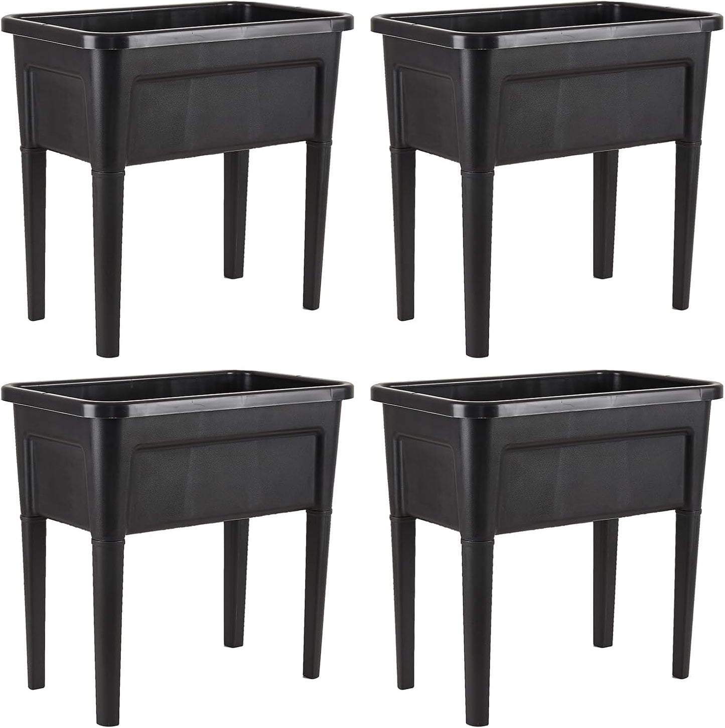 4 Pcs Plastic Raised Garden Beds with Legs，16 Gallon Outdoor Elevated Garden Planter Box，Perfect for Flowers, Vegetables, and Herbs