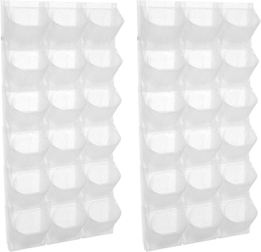 Eapmic Vertical Wall Planter with 36 Pots, Hanging Garden Plant Flowerpot Holder, Stackable Wall-Mounted Planter, Balcony Planters for Flowers Vegetables Fruits (White, 36 Pots)