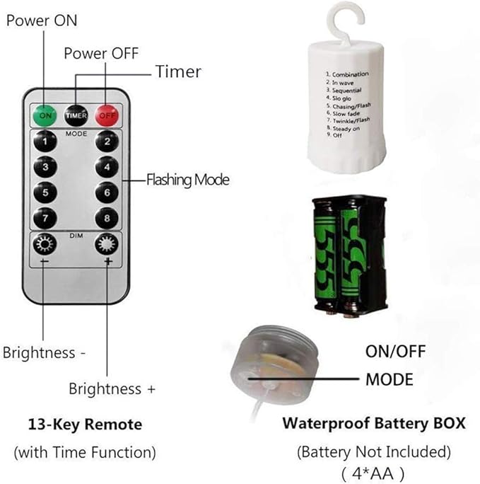 220 LED Firefly Bunch Lights Battery Operated, 8 Flashing Modes Waterproof Copper Wire Waterfall Lights, Remote Controlled Timer and Hooks, Fairy Lights for Indoor Outdoor Decor (Warm White)