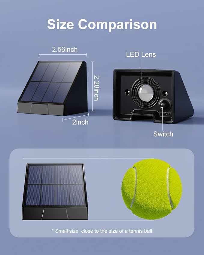 8 Pack Decorative Solar Powered Fence Lights Outdoor Waterproof with Warm White LED Spot Lens, for Outside Wall, Deck, Patio, Yard, Rail, Garage, Pool, Designed for Enhanced Security, Easy Install