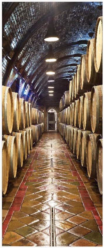 3D Door Stickers - Murals & Decals - Wine Cellar Theme - Peel & Stick, Waterproof, Removable - PVC - 37.4" x 84.6" for Bedroom & Living Room Doors