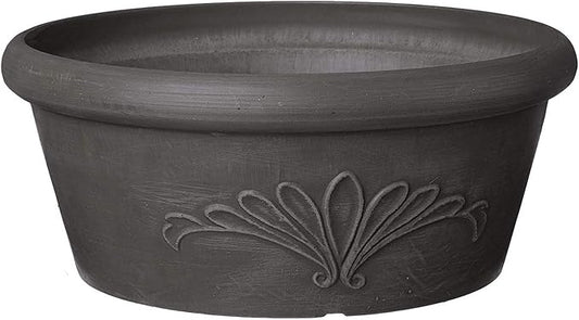 Arcadia Garden Products PSW Pot TA30DC Collection Shallow Bulb Pan Planter Dish Low Bowl for Succulents, Bonsai, Fairy Gardens, Herbs, 12-inch, Dark Charcoal