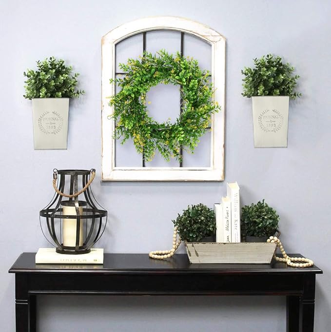 LESEN Set of 2 Farmhouse Metal Wall Planter,Rustic Wall Decor Country Hanging Wall Vase Box for Plants Flower Home Decoration