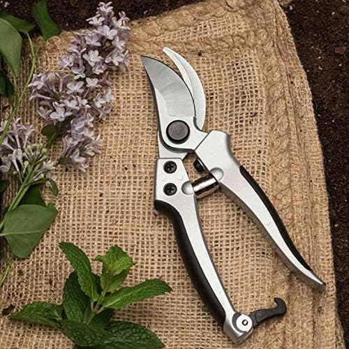 Kings County Tools 8" Steel Bypass Pruner | Spring-Loaded Snap Catch | Cast Aluminum with Rubber Surface Grips | Works Best with Green Branches and Material