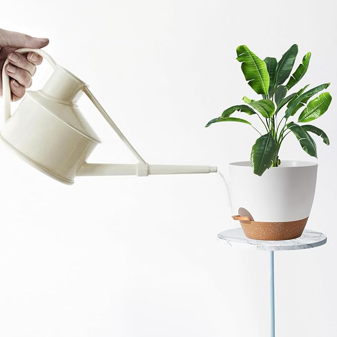 White Self Watering Pots with Drainage Planting Pots for HousePlants Plastic Flower Pots Outdoor Plant Pots Gift Idea Decorative Flower Pots Draining Pots for Indoor Plants