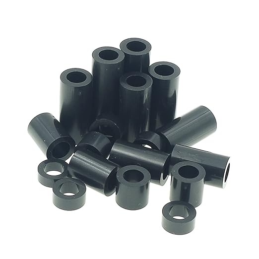 OD 9mm(0.354") ID 5.4mm(0.212") Plastic Unthreaded Spacers Assortment Kit;Wall Plate spacers for M5 Screws;Clearance Spacers;Round Spacers;3mm to 25 mm Lengths (Black)