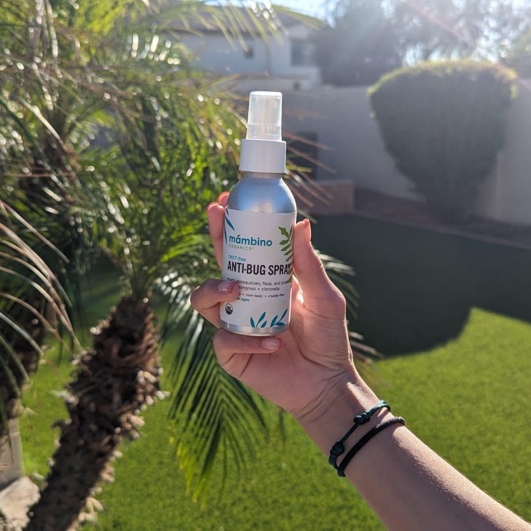 Anti-Bug Spray DEET-Free – Organic, All-Natural Bug Spray Travel Size with Essential Oils – Non-Toxic, Reef Safe, Face-Safe Bug Repellent for Babies, Kids, Adults by Mambino Organics, 4oz 2-Pack