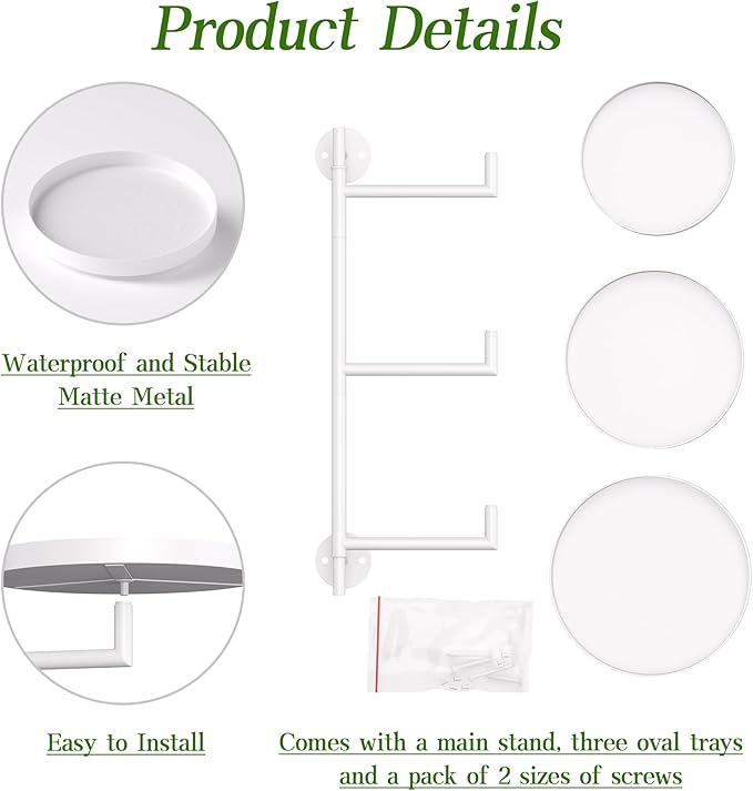 WIndow Rotating Plant Stand Shelf Indoor Black Metal Floating Shelves 3-Tier Wall Mount Plant Holders for Living Room Wall Planter Modern Home Decor for Gardening