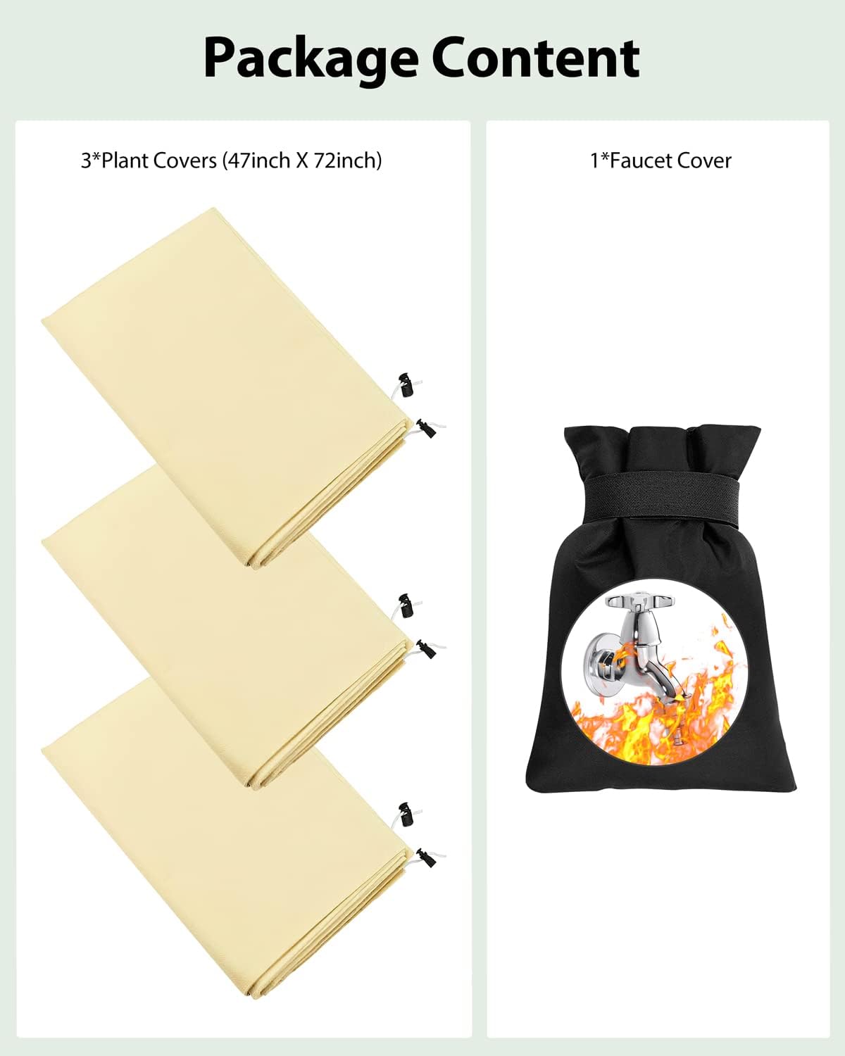 Plant Cover, 3 oz/yd² 47"x72" 3 Packs with Zipper Drawstring Thicken Large Frost Cloth Blankets Freeze Protection for Trees Reusable for Potted Winter