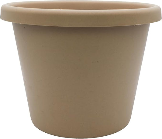 The HC Companies 14 Inch Round Classic Planter - Plastic Plant Pot for Indoor Outdoor Plants Flowers Herbs, Sandstone