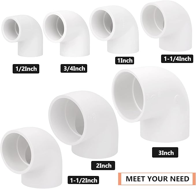 4Pack 2" 90 Degree Elbow PVC Pipe Fittings 2 Way Right Angle PVC Pipe Fitting, Furniture Build Grade SCH40 (Socket x Socket) 2" PVC Fitting Connectors for DIY PVC Shelf Garden Support Structure