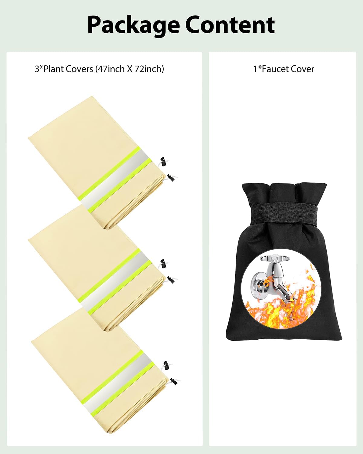 Plant Cover Freeze Protection,3 Packs 47"x72" 3 oz/yd² Thicken with Reflective Strip Frost Cloth Blankets for Trees Drawstring Bag Reusable with Zipper for Potted Winter Cold Weather Garden