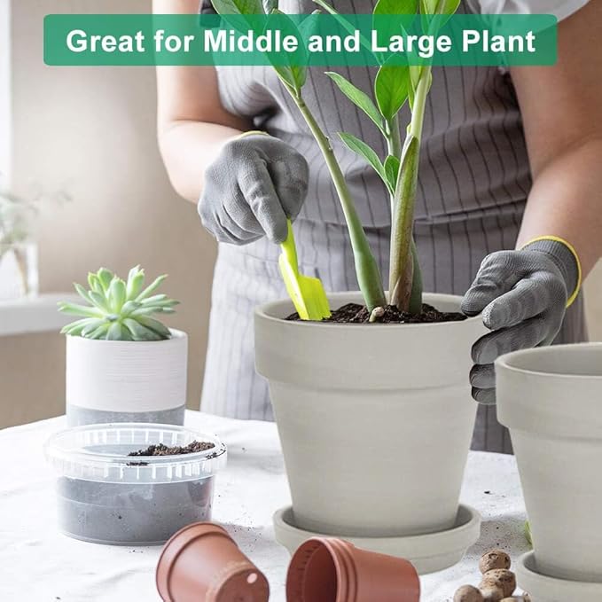 vensovo Gray 8 Inch Terracotta Pot for with Drainage - 2 Pack Large Terra Cotta Plant Pot with Saucers, Flower Clay Pot with Tray, Terracotta pot for Indoor Outdoor