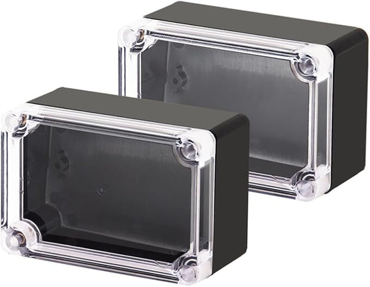 Project Box IP65 Waterproof Junction Box ABS Plastic Black Electrical Boxes DIY Electronic Project Case Power Enclosure Clear Cover 3.94"x2.68"x1.97"(2Pcs)