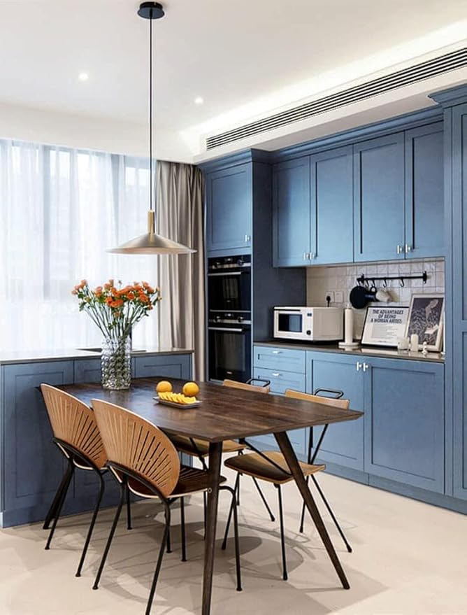 Dimoon 590''x17.7'' Blue Peel and Stick Wallpaper Contact Paper Modern Self Adhesive Wall Paper Removable Renter Friendly Textured Solid Color Shelf Cabinet Vinyl Roll (590''x17.7'',Blue Grey)