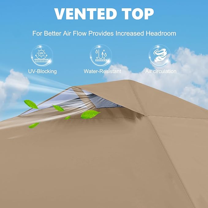 MASTERCANOPY Durable Pop-up Canopy Tent with 1 Sidewall (6.6'x6.6',Khaki)