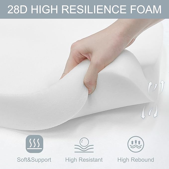 LVTXIII Patio Chair Cushions 22"x22"x3", Water-Repellent Outdoor Seat Cushions for Patio Furniture, Square Chair Pads with Ties for Home Garden Decoration, Set of 2, Stripe Blue Green