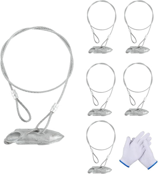 (6 Pack) Drive-In Ground Earth Anchors with 30inch Cable, Earth Anchor Heavy Duty for High Winds, Easy Hook Anchor for Fixing Shed, Carports, Tent, Swing Set, Greenhouse, Gazebo. (30inch - 6pcs)