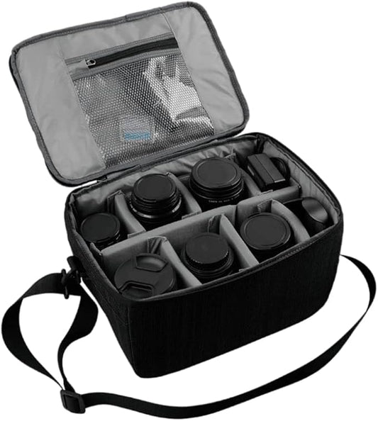 Partition Camera Inserts, DSLR Camera Lens Case Photography with Dividers, Portable Nylon Camera Case for DSLR SLR Cameras(Black)
