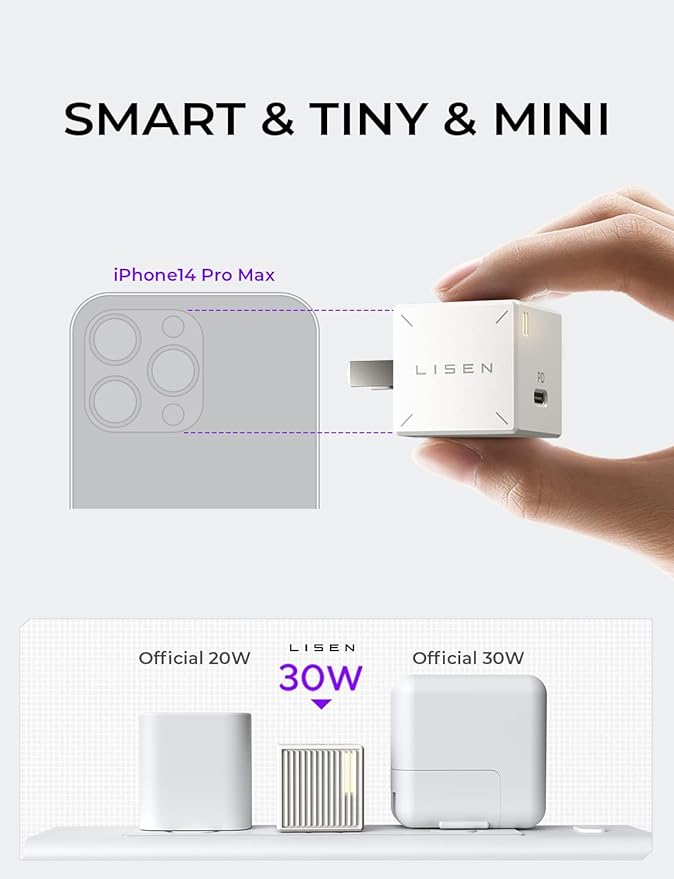 USB C Wall Charger Block, 30W GaN PD Fast Charger, USB-C Charger Adapter with USB C to Lighting for iPhone 14/13/12 Pro Max and USB C to USB C Cable for iPad Pro