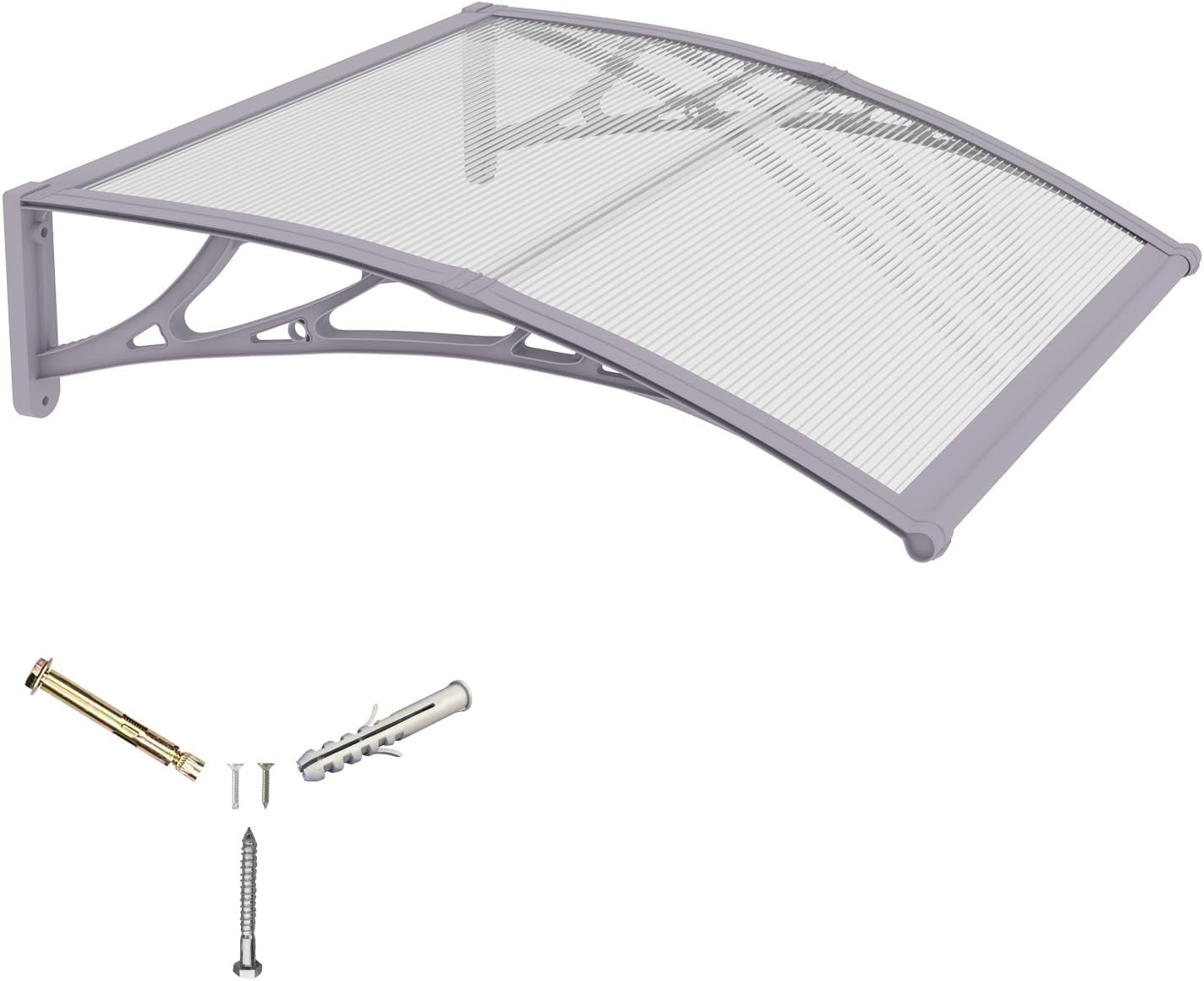 Awning for Door Entrance,40x48 inches Window Awnings for Doors Canopy Polycarbonate Cover Patio Door Awning UV Rain Snow Sunlight Protection Hollow Shee