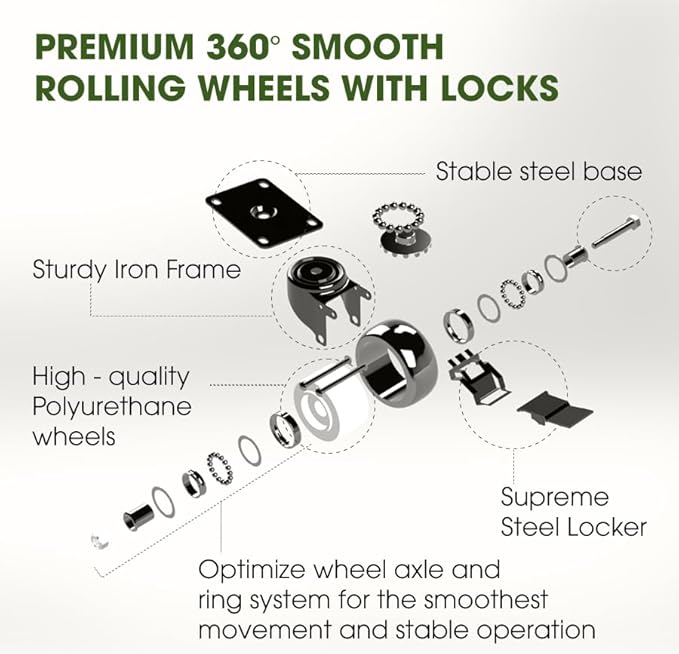 2pack Wood Plant Caddy With Wheels Heavy Duty, 264 Lbs Capacity, 12 Inch Acacia Hardwood Plant Dolly, Plant Stand with 360° Lockable Wheels for Plant Pots, Heavy Objects Hauling - Natural Wood
