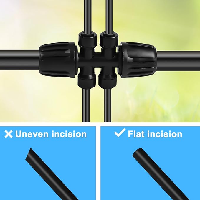Haolake1/2'' to 1/4'' Barbed Tee Quick Connector, 4PCS Drip Irrigation Kits,Anti-Leak Locked Splitter Fitting for Irrigation Tubing 6-Way Connector and 2 Plugs
