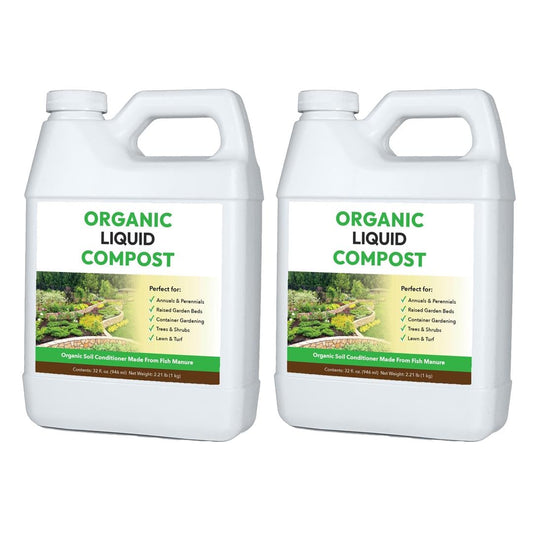 Organic Liquid Compost: Fast-Acting Alternative to Messy and Smelly Composting | Perfect for Brewing Compost Teas (32oz, 2 Pack, Treats Up to 10,000 Sq.Feet)