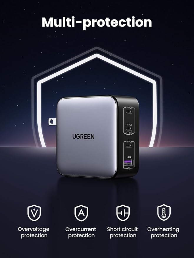 UGREEN 100W USB C Charger, Nexode 4-Port GaN Foldable Compact Fast Wall Charger Power Adapter for MacBook Pro/Air, iPad Pro, iPhone 16 Pro, Galaxy S24 Ultra, Steam Deck, Google Pixelbook