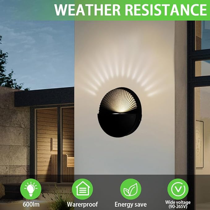 6W Wall Lamp,Exterior Waterproof Wall Sconces Light Fixture,110V Wall Mount Light 3000K Warm White Porch Lights for Garage,House,Garden,Patio 4Pack (Black)