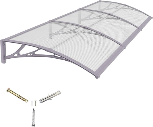 Awning for Door Entrance,32x120 inches Window Awnings for Doors Canopy Polycarbonate Cover Patio Door Awning UV Rain Snow Sunlight Protection Hollow Shee