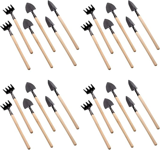 GANAZONO 8 Sets Mini Gardening Tools Portable Garden Hand Tools Set Miniature Gardening Rake Trowel and Shovel for Bonsai Succulents Herbs Planting