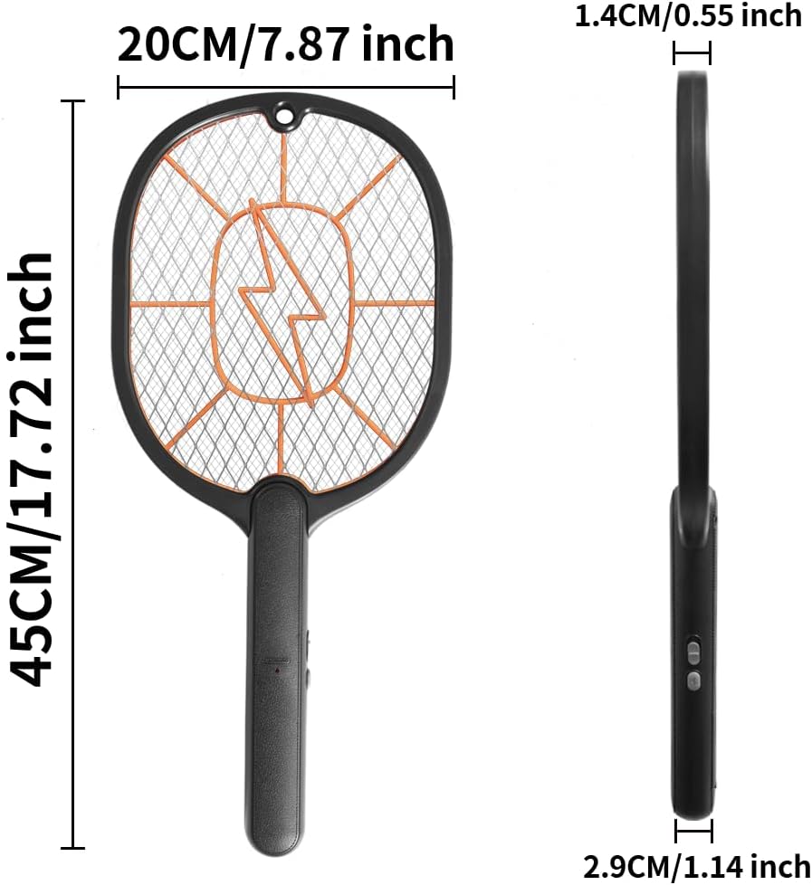 Electric Fly Swatter 2 Pack (Black & Gray), High-Voltage Bug Zapper Racket for Mosquitoes & Flies, Safe Protective Mesh, Indoor/Outdoor AA Batteries Required, Not Included