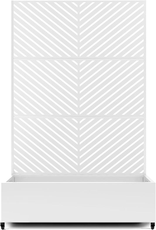 Raised Garden Bed with Trellis and Wheels,73"x47"x16" Metal Raised Garden Bed,White Parallel Metal Planter with Climbing Trellis for Vines & Vegetables