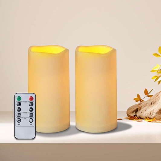 Flickering Flameless Candles Waterproof Large (D 3" x H 6") LED Candles, 2Pcs Pillar Outdoor Indoor Battery Operated Candles with Remote for Home/Wedding/Christmas/Holiday Décor