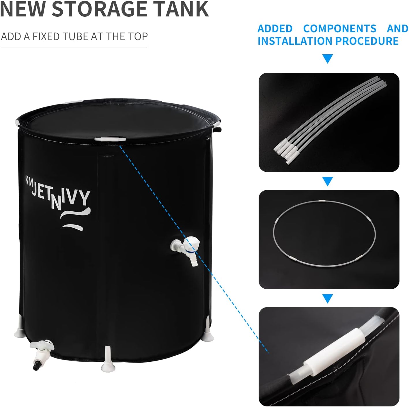 Rain Barrel 50G Anti-Collapse Collapsible Rainwater Collection System,Portable Water Storage Tank,Garden Water Catcher