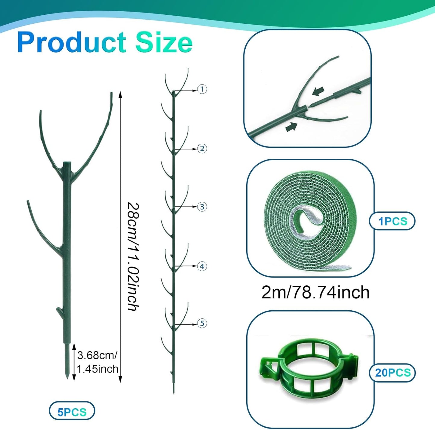 5pack Stackable Monstera Support Frame Set Indoor Outdoor Plant Gardening Supports Ideal for Climbing Plants, Potted Plants, and Other Horticultural Accessories