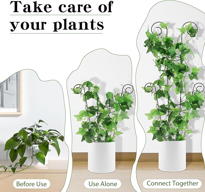 ZOUTOG Trellis for Climbing Plants Indoor 30 Inch, Houseplant Trellis for Potted Plants Metal 4Pcs for Vine Ivy Flower Support,Round Shape,Black