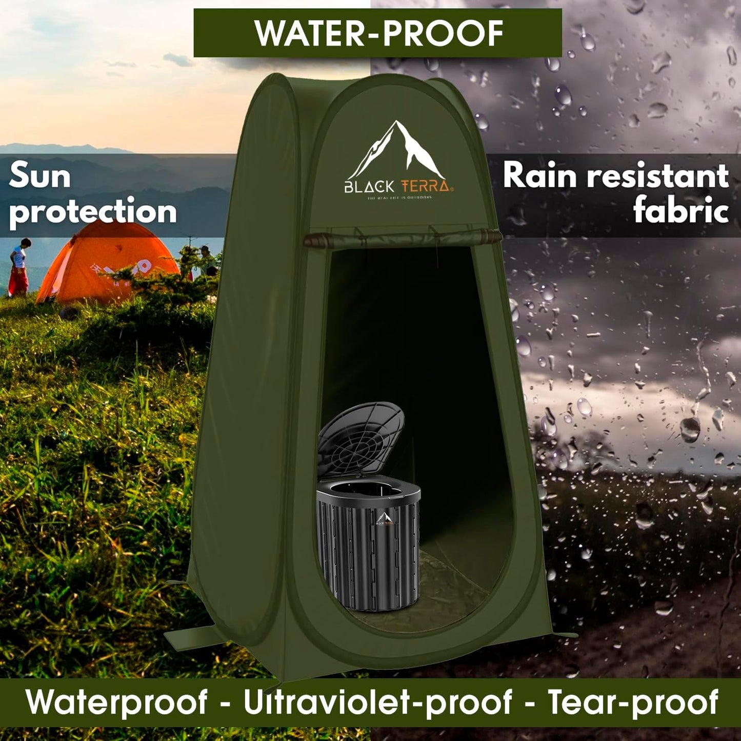 BlackTerra Portable Toilet for Adults - Portable Toilet for Camping Privacy Outdoor Bathroom Tent XL Portable Toilet Set for Adults