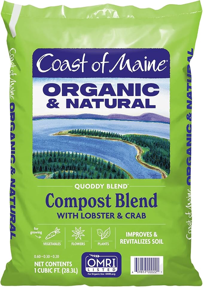 Coast of Maine Quoddy Blend, 1 cu ft (3 Pack) Organic and Natural Compost Blend with Lobster and Crab - Improves and Revitilizes Soil