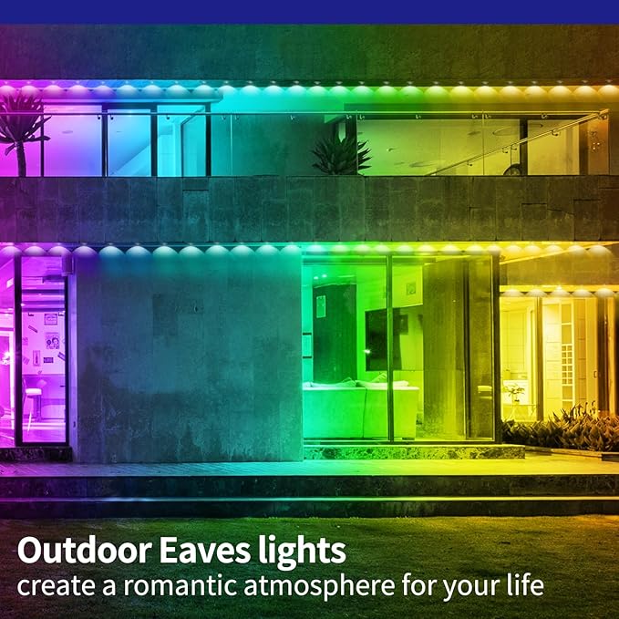 500ft Permanent Outdoor Lights, RGB LED Eaves Lights,IP67 Waterproof LED Eaves Light for Christmas,Halloween Decor,Outdoor Decor,Garden Décor（2 Rolls of 250ft）