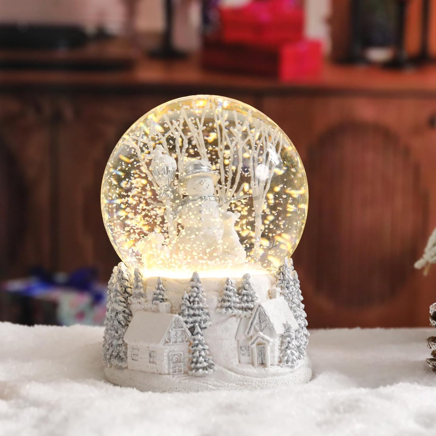 MUMTOP Christmas Snow Globes, Snow Globes Christmas with Music, Snowman Snow Globe, A World Covered in White Snowglobe Color Changing LED Lights Birthday Gift Decor for Kids Girls and Boys