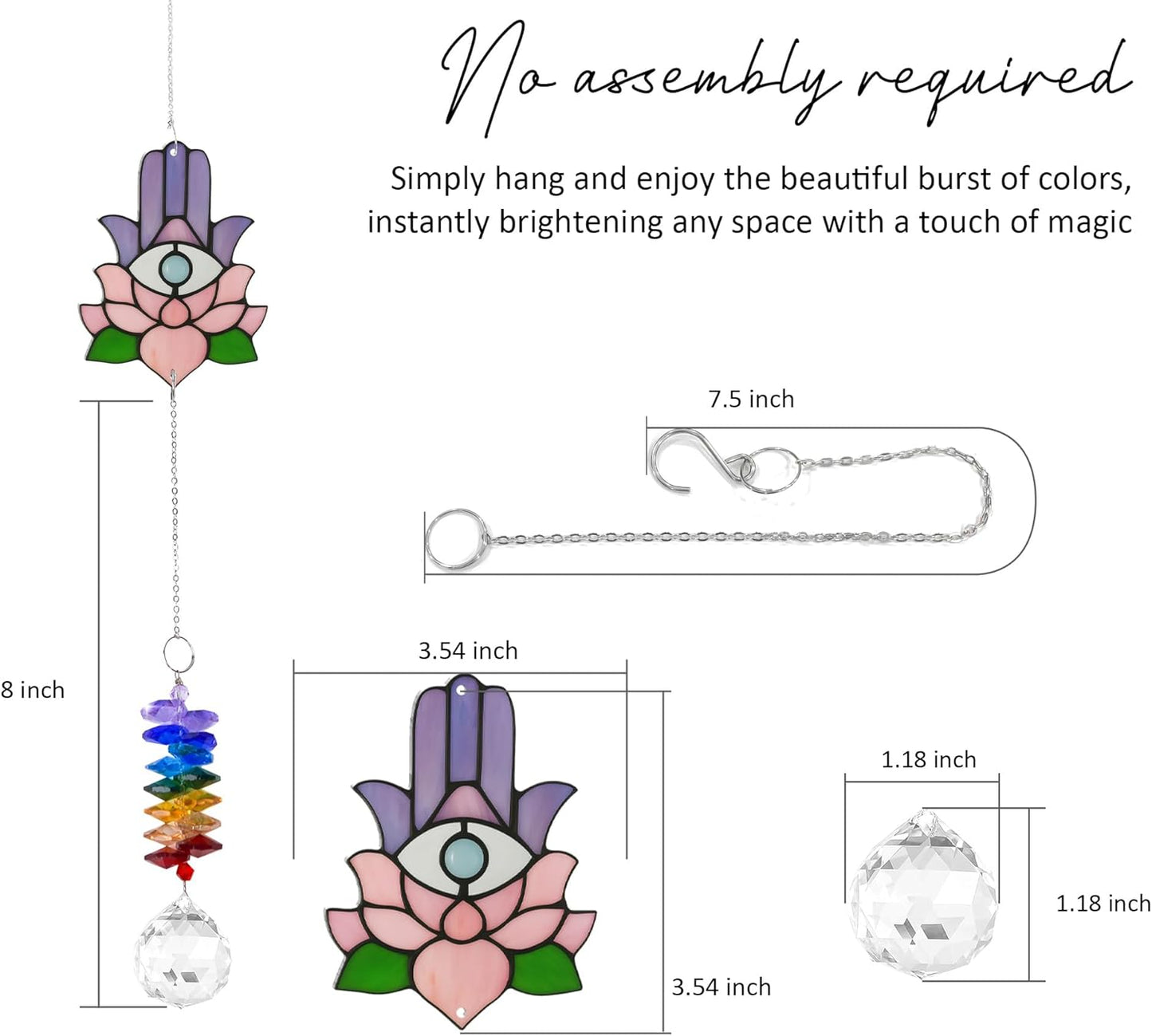 1 Layered Ornament Suncatcher - Hamsa Hand - Spiritual Protection Gift - Hand of Fatima Keepsake - Christmas Birthday Presents for Women, Men - Boho Home Decoration - Protection Hanging Decor