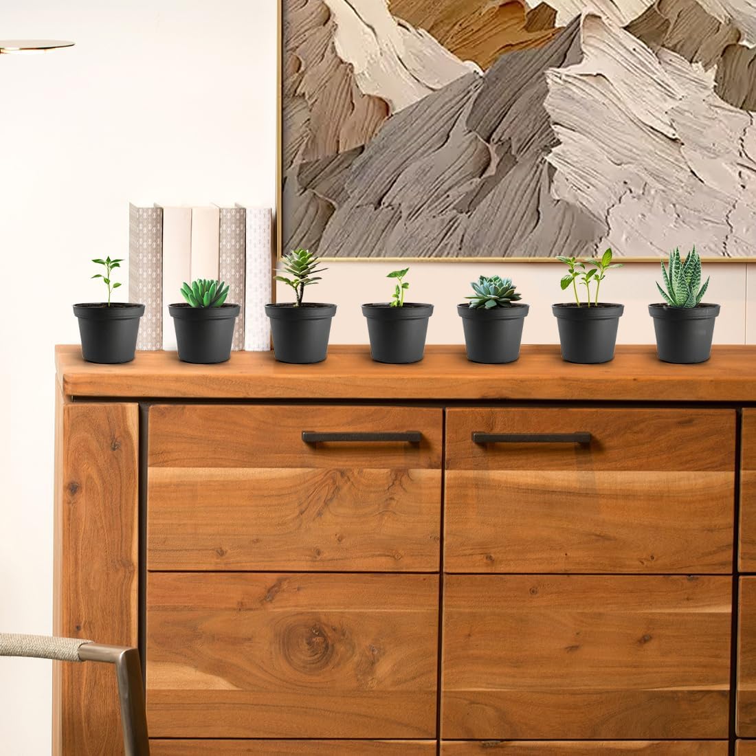 160 Pack 3 Inch Black Nursery Pots - Plastic Seedling, Seed Starter, Germination Pots with Drainage for Plants, Succulents, Flowers, Transplanting