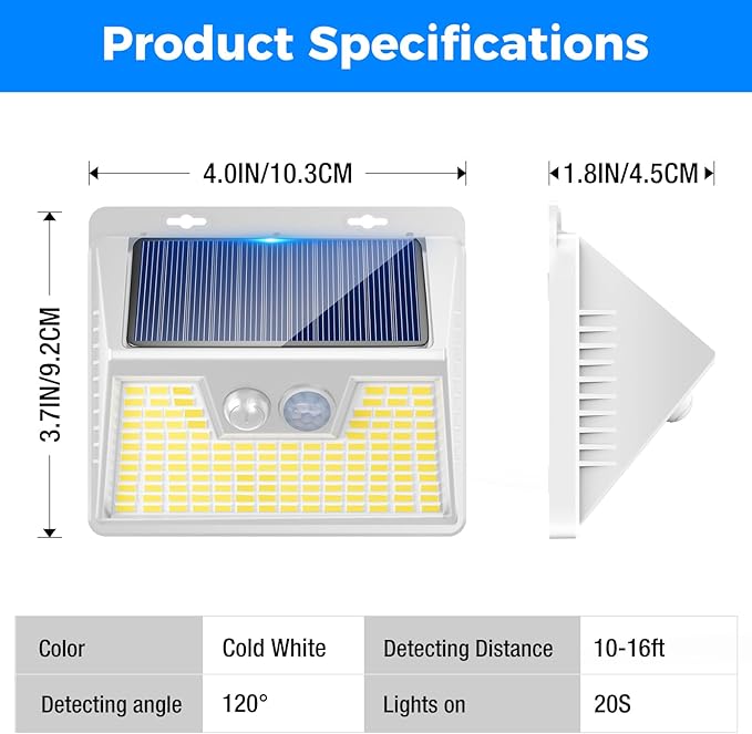 Peasur Solar Lights Outdoor Motion Sensor Waterproof, 6Pack 140LED White Solar Powered Fence Lights, 3 Modes Security Wall Lights for Garden Yard Outside Warm