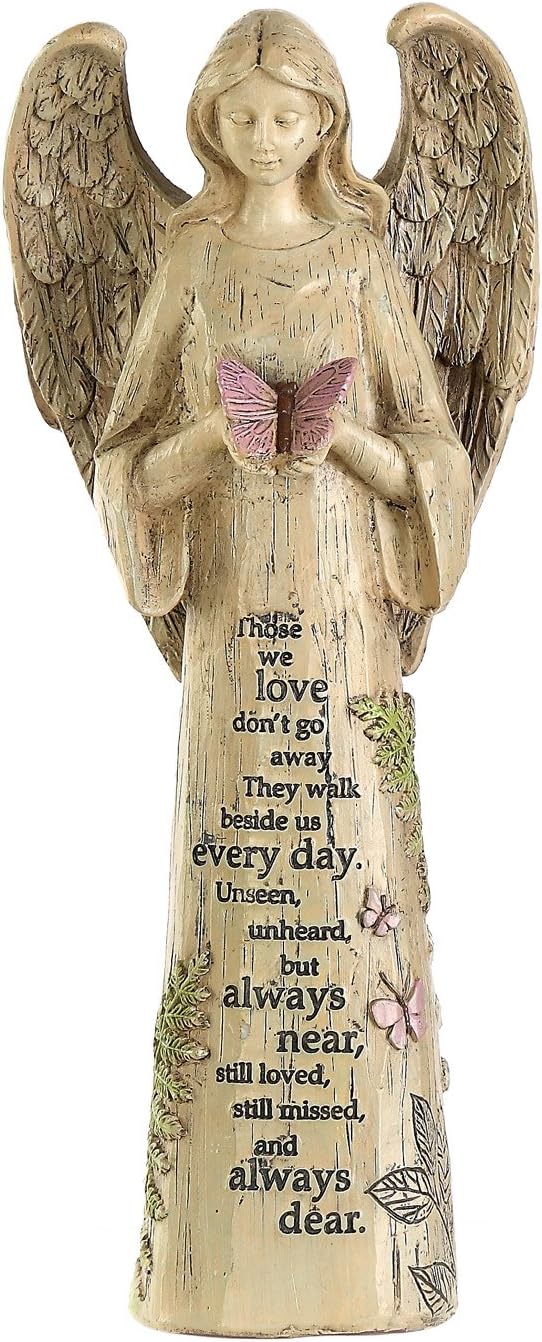 DUSVALLY Angel Statue, Garden Angel Figurines, Outdoor Sculptures and Statues, Praying Angel Resin, Statuary Garden Yard Décor Angel Collectible Sculptures, 10" H, Butterfly