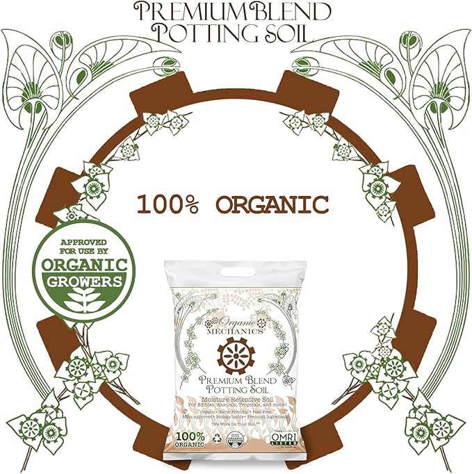 Premium Blend Potting Soil, 1 Cubic Foot – Moisture Retentive with Compost, Aged Pine Bark, Worm Castings, and Perlite for Containers, Transplanting & More – Peat-Free