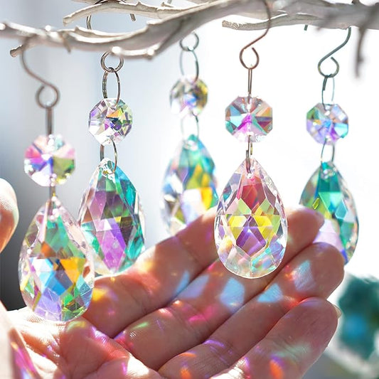 20Pcs Chandelier Crystals,38mm Colorful Teardrop Crystal Chandelier Pendants Parts Beads,Hanging Crystals for Chandeliers